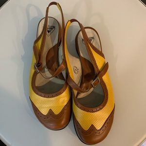 John Fluevog Kathy Slingbacks, Gold/Brown MaryJane